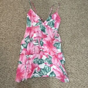 Hollister Pink and Green Floral Dress